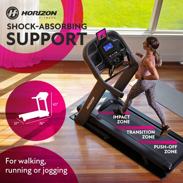 Horizon Fitness 7.4 at Studio Series Smart Treadmill with Bluetooth and Incline, Heavy Duty Folding Treadmill 350 lbs Weight Capacity, Pro Running Machine for Home Exercise and Running with Apps